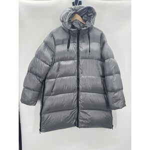 Women XLarge Metallic Gray Puffer Down Coat Gorpcore Streetwear Urban Winter